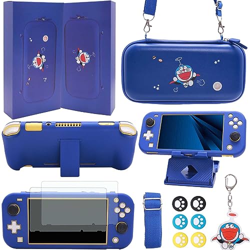 GUTIAL Accessories Bundle for Nintendo Switch Lite - Cute Kawaii NS Lite Accessories kit for Grils Boys Kids with Carrying Case, Cartoon Cover Case, Screen Protector, Stand - Blue - color: Switch Lite Blue, size: for Switch Lite (2019）