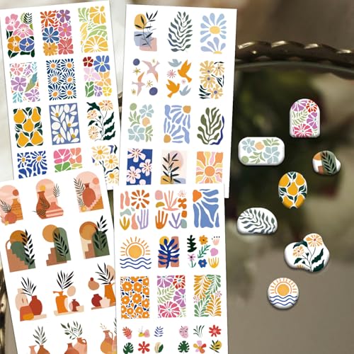 OLYCRAFT 24Pcs 4 Styles Abstract Flower Clay Transfer Paper for Polymer - color: Abstract Flowers
