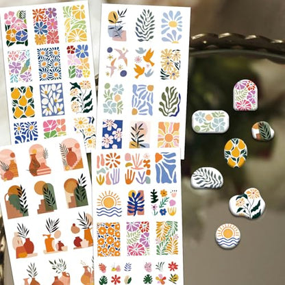OLYCRAFT 24Pcs 4 Styles Abstract Flower Clay Transfer Paper for Polymer - color: Abstract Flowers