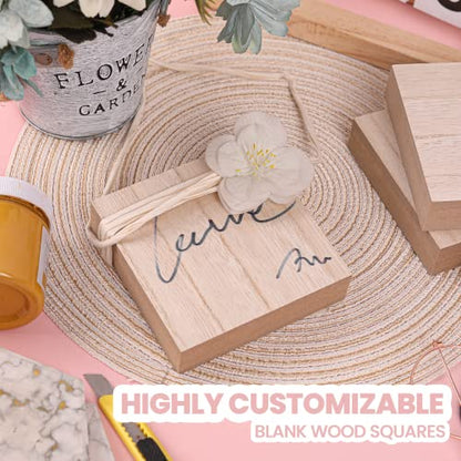 (8-Pack) - 4” x 4” Wooden Blocks for Crafts - 1-Inch Thick Square MDF Blocks - Smooth Surface with Wood Grain Pattern - Highly Customizable Blank Wood Squares - size: 4 x 4 x 1" (8 Pack)