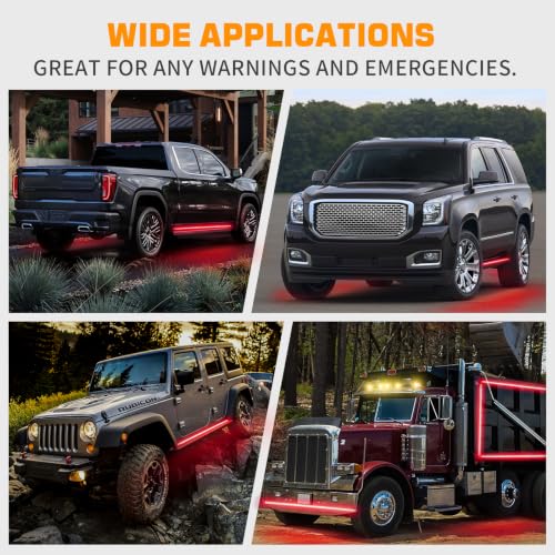 XRIDONSEN 2 Pack 70-inch Truck Red Running Board Emergency Lights Strip - color: Red