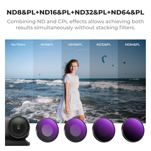 K&F CONCEPT ND/PL Filter Set Compatible with DJI Osmo Nano - style: ND8&PL+ND16&PL+ND32&PL+ND64&PL