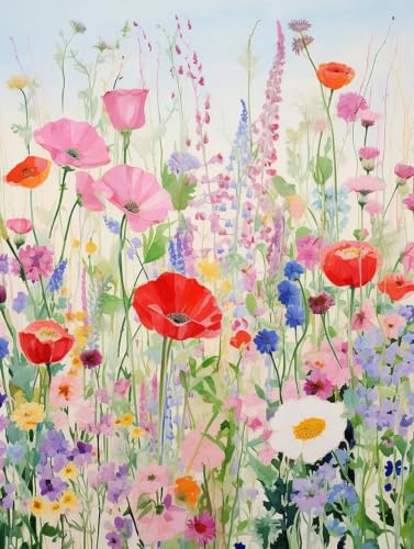 ZRIZQ Flowers Paint by Numbers Kit for Adults Beginner,Wildflowers, 16x20 - color: 16"X20"Rolled Canvas-Wildflowers
