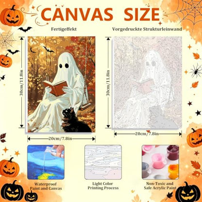 3 Pack Halloween Paint by Numbers Kit for Adults, Fall Ghost, 8x12 inch - color: Halloween-1