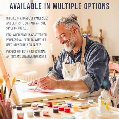 U.S. Art Supply 12" x 12" Unfinished Cradled Wood Panels for Painting - size: 12" x 12", style: Square