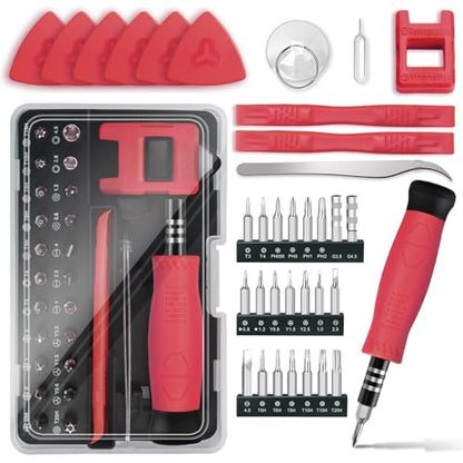 Showpin Mini Screwdriver Set for Computer PC Laptop Macbook Electronics Repair, 35PCS Small Precision Tool Kit with Torx T5 T6 T8 for Beginner IT DIY - color: Red