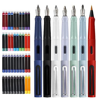 Calligraphy Fountain Pen Set- 7 with Different Nibs and 40 Ink Cartridges for Beginners- MU-09