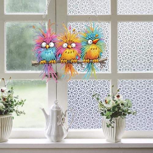 AIBOERL Bird Diamond Art Kits for Adults, Acrylic Hanging Suncatcher - color: DP05135