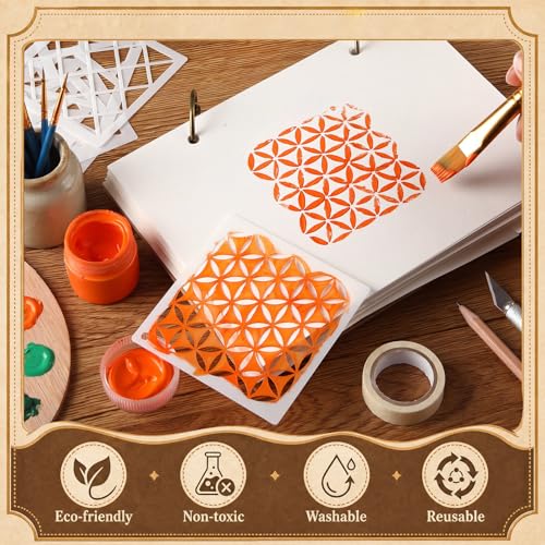 Marspark 72 Pcs 3 in Geometric Small Stencils for Painting Crafts Reusable