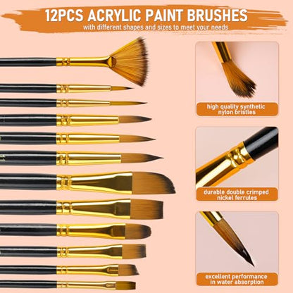 Nicpro 68PCS Acrylic Paint Canvas Set for Adults with 24 Paint for Beginner - color: 24 colors