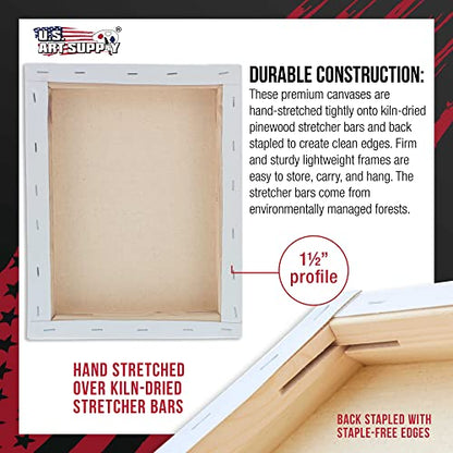 U.S. Art Supply 8"x10" Stretched Canvas for Painting, Gallery Depth 5-Pack - size: 8" x 10"