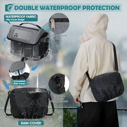 RAINSMORE Camera Bag, DSLR SLR Mirrorless Camera Case for Photographer - color: Grey