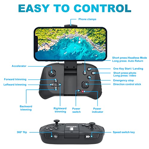 Drone with 1080P Camera for Beginners and Adults, Foldable Remote Control Quadcopter with Voice Control, Gestures Selfie, Altitude Hold, One Key Start, 3D Flips, 2 Batteries, Toy for Beginners - color: Green