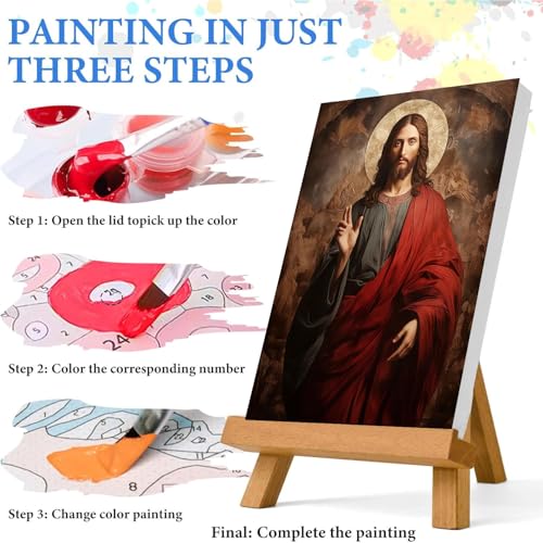 Jesus Paint by Numbers Kit for Adults Framed Canvas 12X16 in, Frameworkless - color: YH02811
