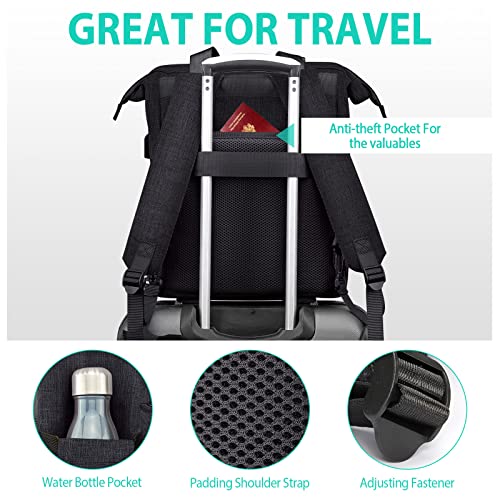Backpack for Women, School Backpacks for Girls, Large Wide Open Backpack - color: Black