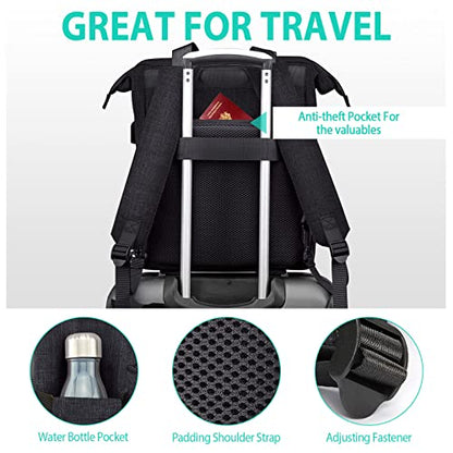 Backpack for Women, School Backpacks for Girls, Large Wide Open Backpack - color: Black