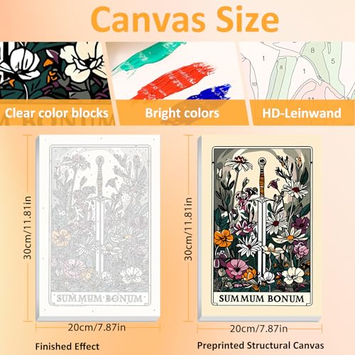 Mandun Tarot Paint by Numbers Kit for Adults, 3 Pack, 7.8x11.8 inch - color: 3 Pack Tarot02