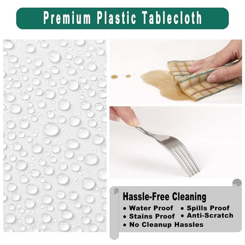 Dark Green Plastic Tablecloths 2 Pack Hunter Green Disposable Table Covers 54 x 108 Inch Bridal Shower Party Tablecovers PEVA Forest Green Table Cloths for Birthday Wedding 8 ft Rectangle Table Use - color: B04 Dark Green