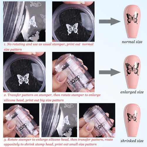 Fcozpjk Rotatable Nail Stamp Clear Silicone Nail Art Stamper Scraper Kit - color: Clear