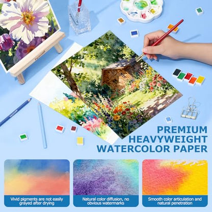 Pacocoast 9"x12" Cold Press Watercolor Paper Pad, 2Pack, Glue Bound, Teal - color: Teal, size: 9" x 12"(Pack of 2)