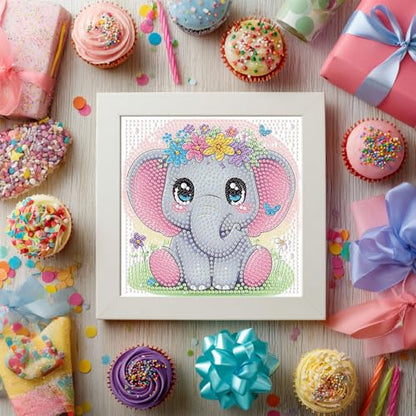 Gemozaic Elephant Diamond Art Kits for Kids Ages 4-8-12 with Frame, 7 x 7 - color: CC994