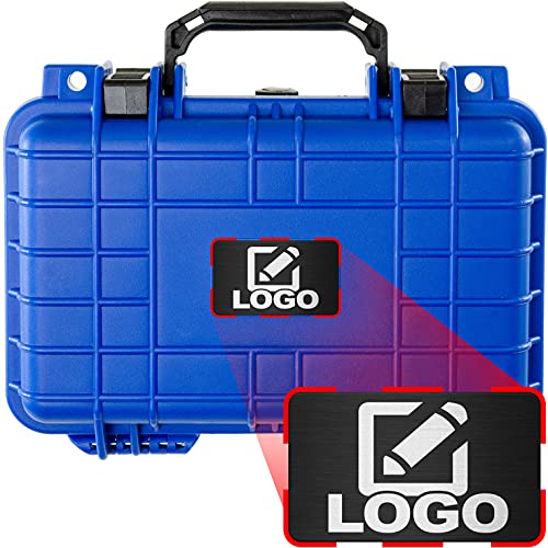 Eylar Protective Gear and Camera Hard Case with Custom Logo Plate Waterproof Dry Box with Foam 11.6 Inch 8.3 Inch 3.8 Inch (Blue) - color: Blue