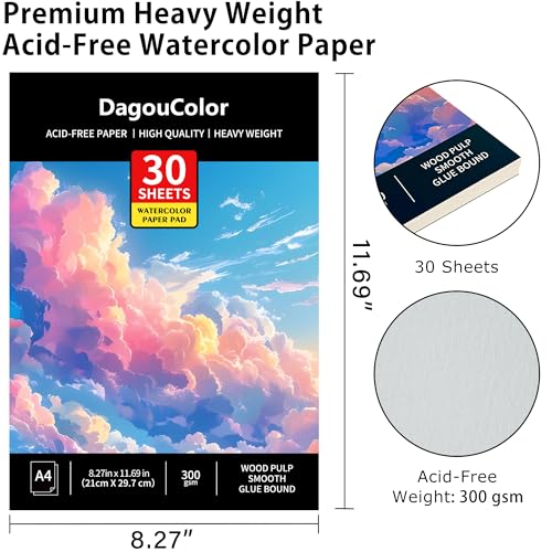DagouColor Watercolor Paper Pad, 30 Sheets - Cloud Pink, A4, 2 Pack - color: Cloud Pink