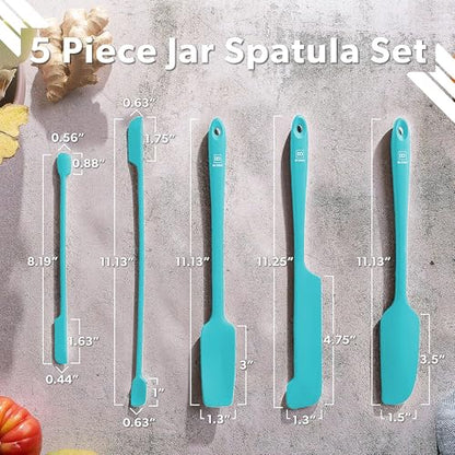DI ORO Silicone Jar Spatula Set - 600F Heat Resistant, 5-Pc Teal - color: Teal