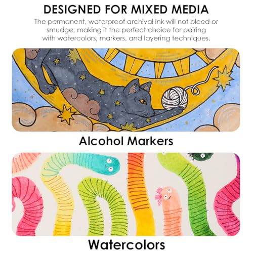 Grabie Micro Fineliner Pens, Set of 20 Multicolor Waterproof Drawing Pens - color: 20-Multicolor