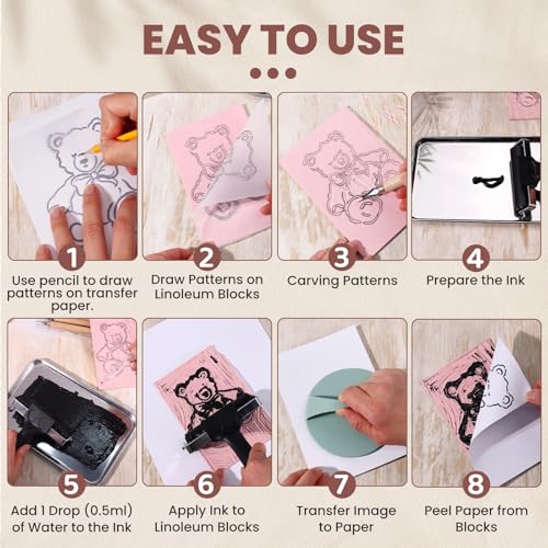 LINSIRON Linocut Kit for Printmaking, Linocut Tools Block Printing - size: Kit-12Pack