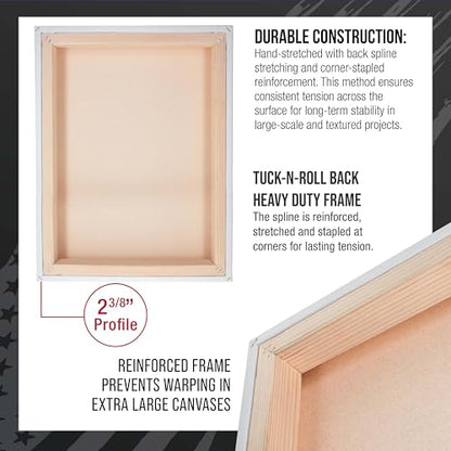 U.S. Art Supply Stretched Canvas for Painting 18" x 24" 2-3/8" Extra Deep - size: 18" x 24"