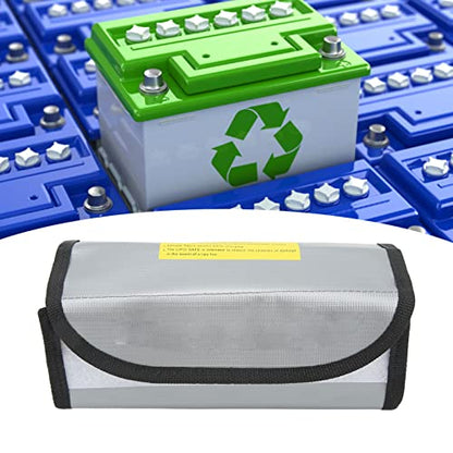 Lipo Battery Safe Bag, Fireproof Explosionproof PVC Fiber Storage Pouch with Airflow Isolation Technology for RC Drones Electronics Power Tools 185x75x60mm 2pcs
