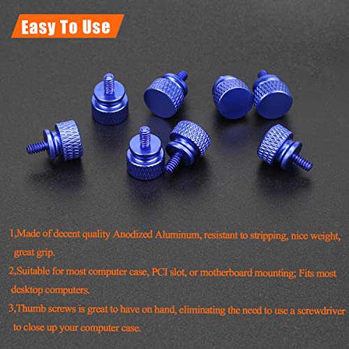 HELIFOUNER 10 Pieces 6-32 Thread, Blue Color Anodized Aluminum Computer Case Thumbscrews, Thumb Screws for Computer Case/Cover/Power Supply/Hard Drives - color: Blue (10 Pieces)