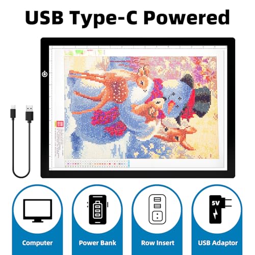 KIVOTAC A3 Tracing Light up Box,LED Light Pad Ultra-Thin USB Powered Brightness Dimmable LED Tracing Board for Drawing, Weeding Vinyl, Diamond Art, Sketching and Animation - size: A3 USB Powered