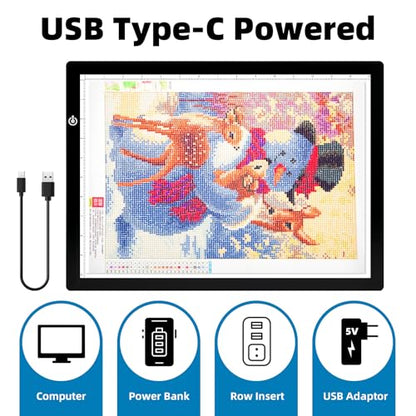 KIVOTAC A3 Tracing Light up Box,LED Light Pad Ultra-Thin USB Powered Brightness Dimmable LED Tracing Board for Drawing, Weeding Vinyl, Diamond Art, Sketching and Animation - size: A3 USB Powered