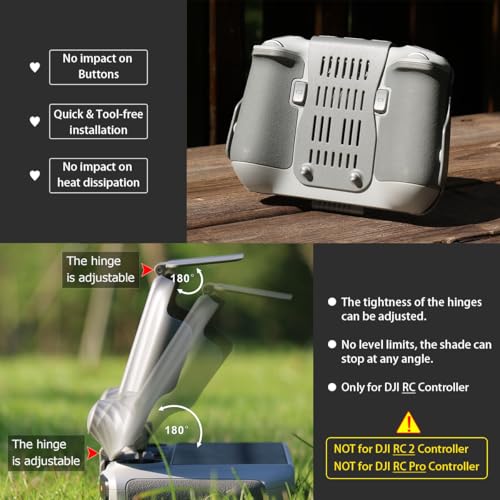 Arzroic RC Protective Sun Hood Cover with Screen Protector & Neck Lanyard for DJI Mini 3 / Mini 3 Pro/RC Controller Accessories - style: Sun Hood + Screen Protector + Lanyard