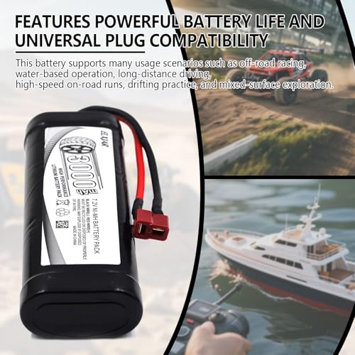 (2-Pack) 7.2V 3000mAh Ni-MH Battery with Connector for RC Vehicles - color: 7.2V 3000mAh T-Plug
