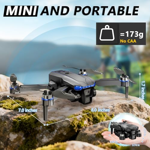 Foldable FPV Drone with 1080P Camera, RC Mini Drone for Kids and Adults, 2 Batteries, Carrying Case, Gesture Control, Altitude Hold, One-Key Launch/Landing, and 3D Flip Function