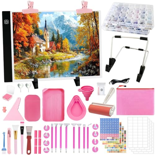 FANGZH A4 Light Pad Diamond Painting Accessories Kit: 179 Pieces, Pink - color: Pink