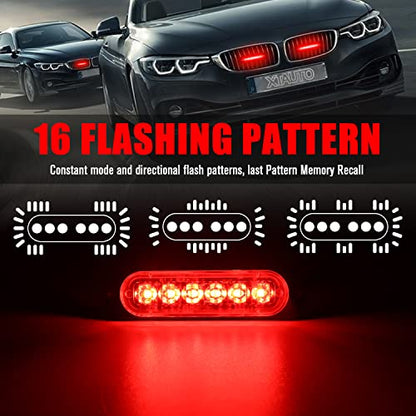 6LED Car Truck Emergency Beacon Warning Hazard Flash Strobe Light Red/Red 4-pack - color: Red Red