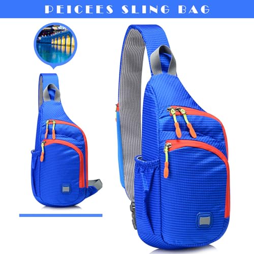 Peicees Small Sling Backpack Waterproof Unisex Shoulder Bag Chest Crossbody Daypack - color: Blue, size: Small