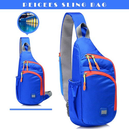 Peicees Small Sling Backpack Waterproof Unisex Shoulder Bag Chest Crossbody Daypack - color: Blue, size: Small