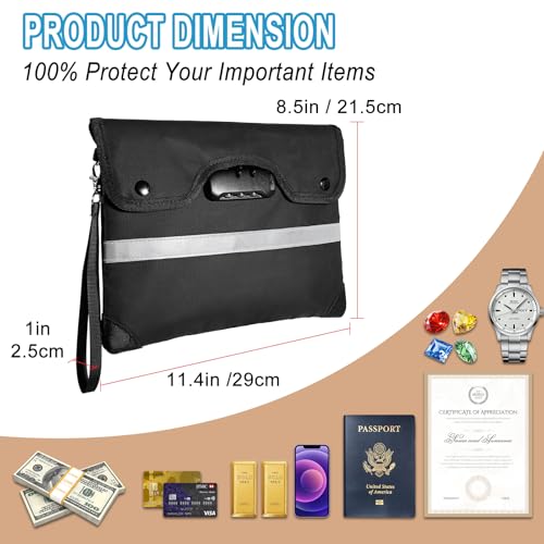 HOMELYLIFE Fireproof Document Money Bag, Waterproof Zipper Pouch with Lock