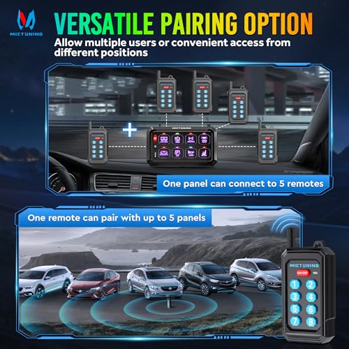 MICTUNING P1Y+ 8 Gang Switch Panel Wireless Remote Control Up to 230FT - color: Remote, size: 8 Gang