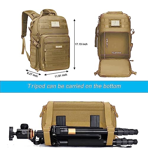 MOSISO Camera Backpack, DSLR/SLR/Mirrorless Tactical Camera Bag Case - color: Khaki