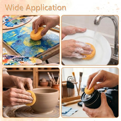 WAFJAMF 6 Pcs Pottery Sponges, 2.95 inch Yellow Round Craft Sponges
