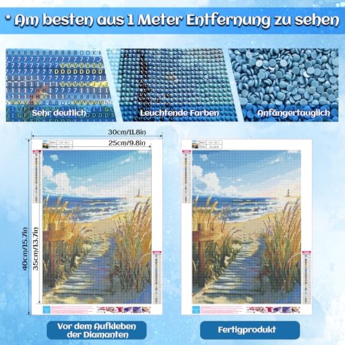 Beach Lighthouse Diamond Art Kits for Adults, 5D Diamond Painting, 12x16 in - color: US2611