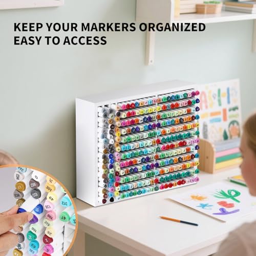 AUTOARK Wooden Marker Storage Organizer, White, AHK-066 - size: 270 Markers