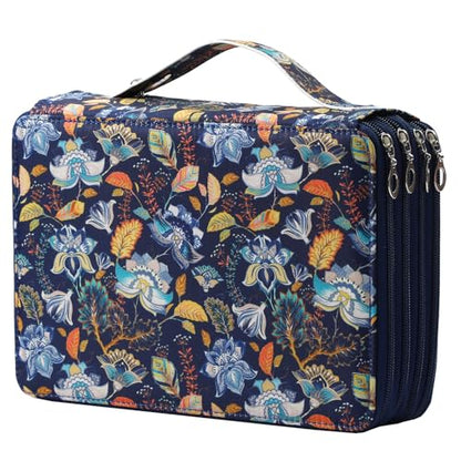 Canvas 200 Slots Pencil Case 4-Layer Zipped Holder w/Handle - color: Retro, size: 200