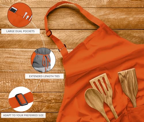 Utopia Kitchen Bib Aprons 10 Pack Adjustable With 2 Pockets - color: Orange